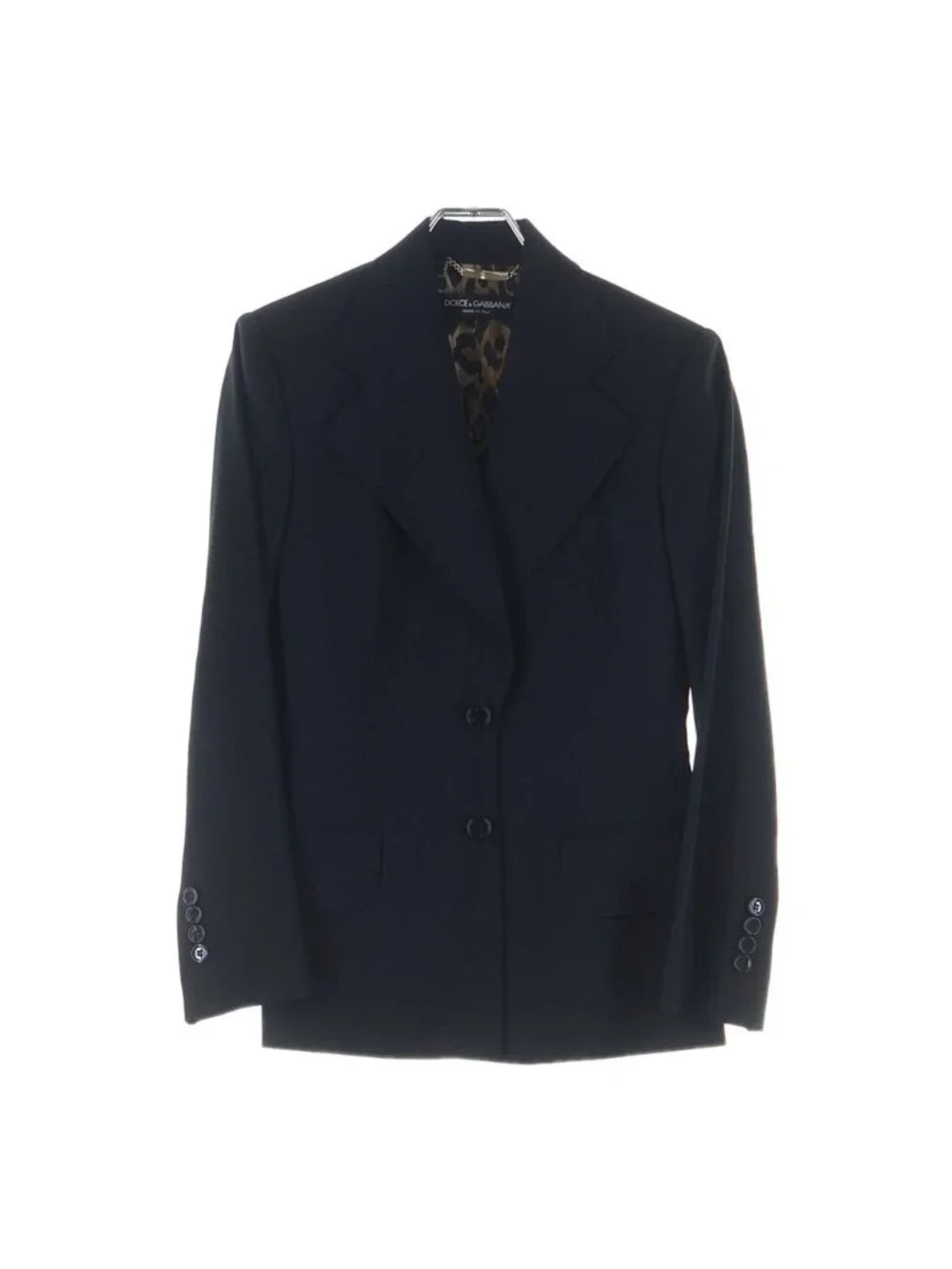 Dolce & Gabbana Set Suit Wool Leopard Tailored Jacket Trousers Pants 38 Black